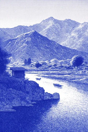 Cobalt Graphic Op-Print style reference image — cobalt blue and off-white