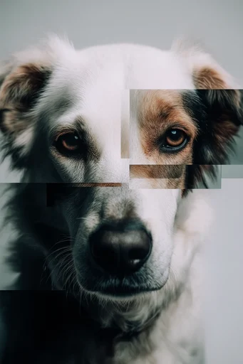 Fragmented Digital Cubism style reference image — pixelated decay