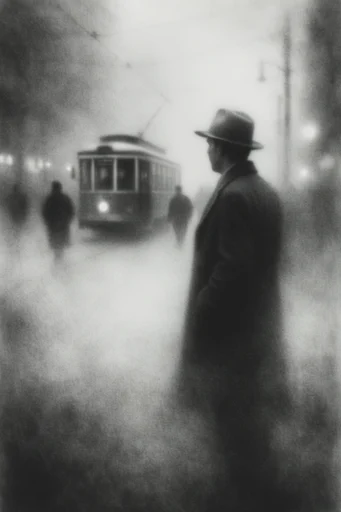 Ethereal Noir Pictorialism style reference image — heavy film grain