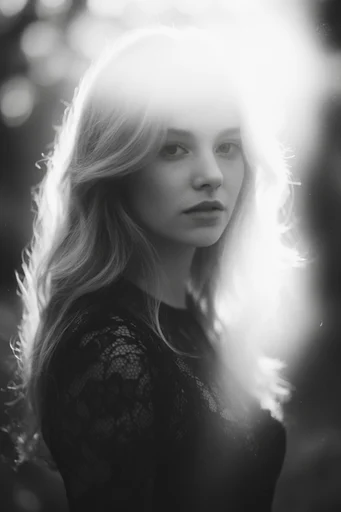 Spectral Monochrome Halation style reference image — heavy film grain