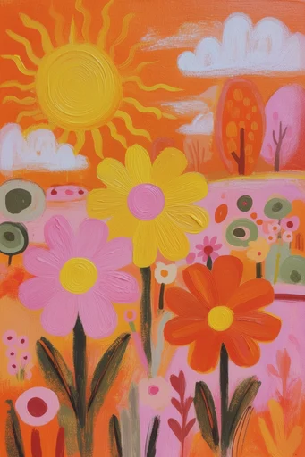 Vibrant Naive Collage style reference image — saturated color palette