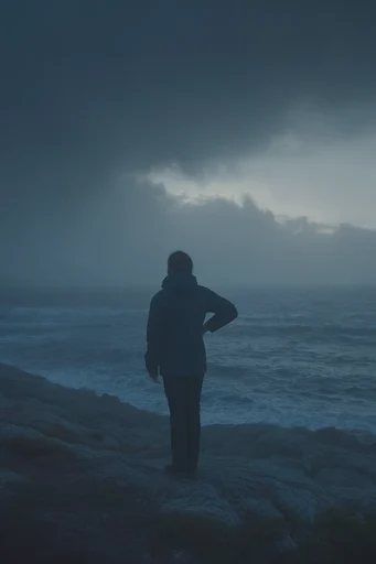 Sublime Nordic Noir style reference image — dense coastal fog