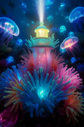 Bioluminescent Abyssal Macro style reference image — subsurface scattering