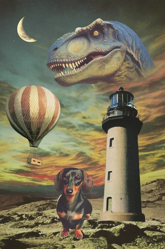 Vintage Cosmic Surrealism style reference image — cosmic juxtaposition