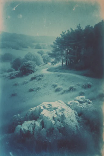 Monochromatic Cinematic Nostalgia style reference image — heavy analog film grain