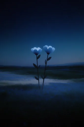 Luminescent Liminal Melancholy style reference image — cold digital glow