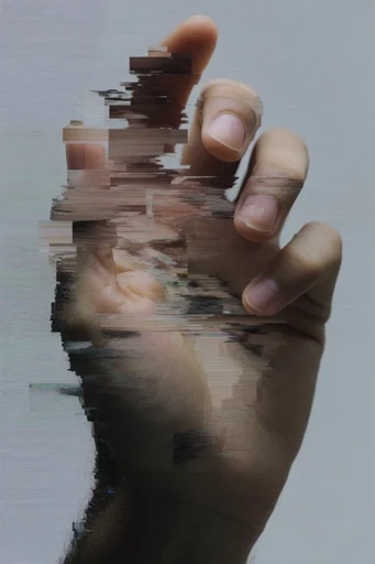 Synthetic Glitch Surrealism style reference image — pixel sorting