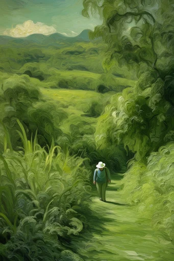 Monochromatic Verdant Surrealism style reference image — heavy impasto texture
