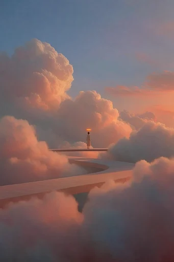 Ethereal Celestial Surrealism style reference image — golden hour lighting