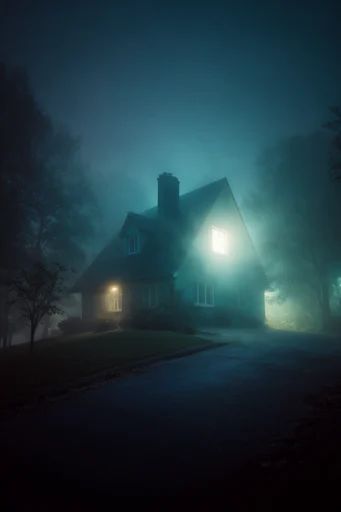 Nocturnal Cyan Noir style reference image — mysterious backlit silhouettes