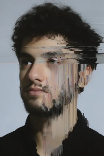 Fragmented Digital Realism style reference image — digital corruption