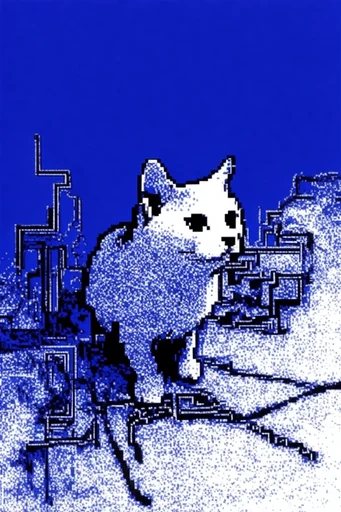 Cobalt Digital Noir style reference image — voxel topography