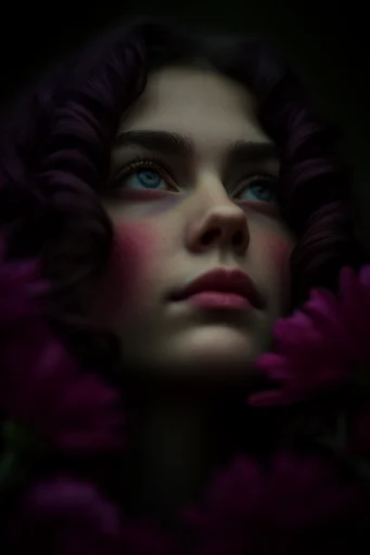 Nocturnal Botanical Chiaroscuro style reference image — high-contrast floral textures