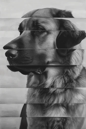 Fragmented Monochrome Surrealism style reference image — minimalist composition