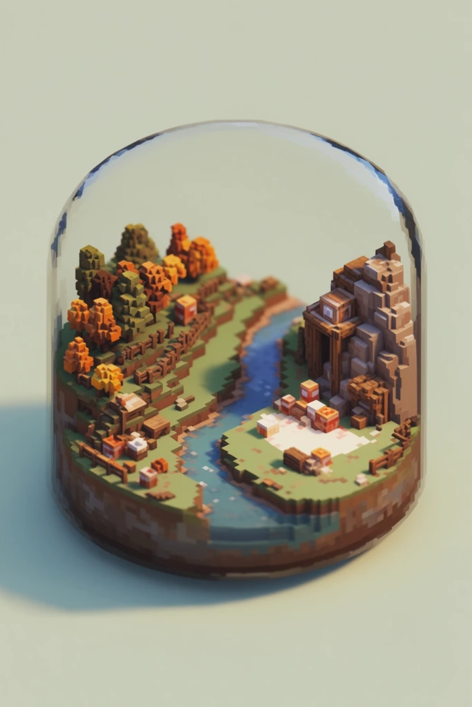 Cozy Isometric Voxel style AI image example 2