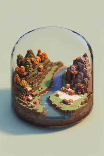 Cozy Isometric Voxel style AI image example 2