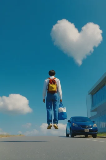 Vibrant Aerial Surrealism style reference image — levitating subjects
