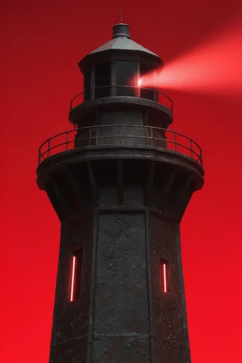 Crimson Monolith Minimalism style reference image — industrial dystopian atmosphere