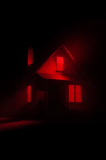 Monochromatic Crimson Noir style reference image — analog glitch artifact