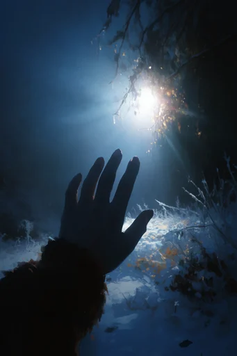 Ethereal Frost Mythos style reference image — warm amber light accents