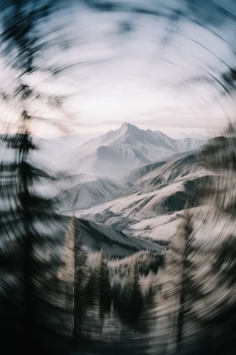 Monochrome Kinetic Vertigo style reference image — cinematic film grain