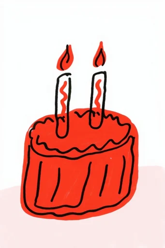 Minimalist Red Ink Whimsy style reference image — naive art influence
