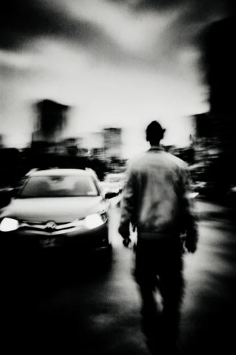 Kinetic Spectral Noir style reference image — high-contrast monochrome
