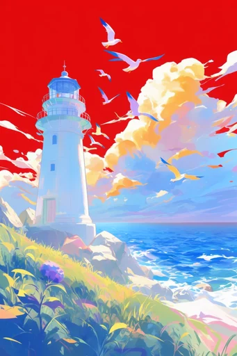 Bold Crimson Anime Art style reference image — vibrant color blocking