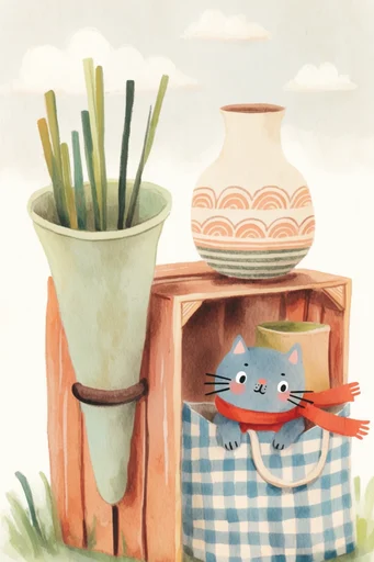 Nostalgic Folk Storybook style reference image — nostalgic folk art