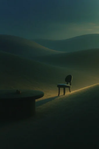 Nocturnal Liminal Surrealism style reference image — chiaroscuro lighting