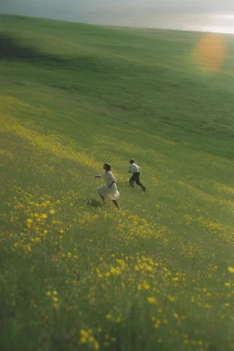 Ethereal Pastoral Surrealism style reference image — wind-swept grassy waves