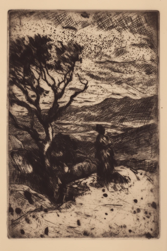 Classical Intaglio Monochromatism style AI image example 2