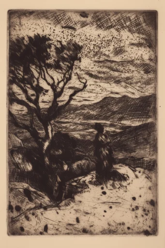 Classical Intaglio Monochromatism style reference image — cross-hatching