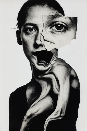 Monochrome Surrealist Realism moodboard — generate AI images in this style