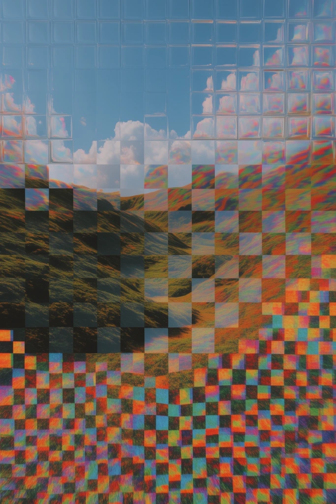 Fragmented Neon Surrealism style AI image example 2