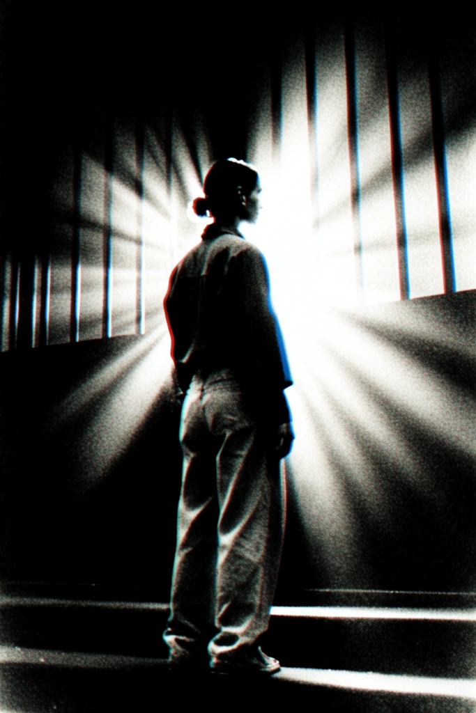 Gritty Glitch Noir style AI image example 1