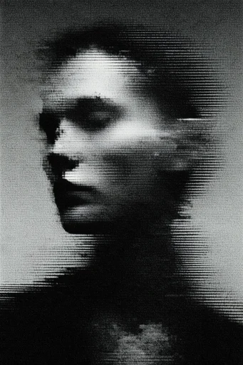 Monochrome Analog Glitch moodboard — generate AI images in this style