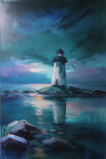 Ethereal Submerged Expressionism style reference image — deep teal and indigo palette