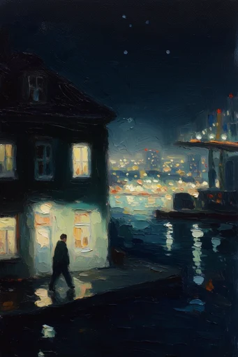 Luminous Nocturnal Impasto style reference image — thick impasto oil painting