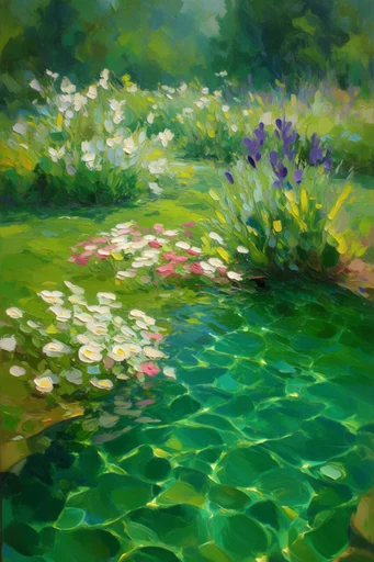 Luminous Impasto Waters style reference image — swirling fluid texture