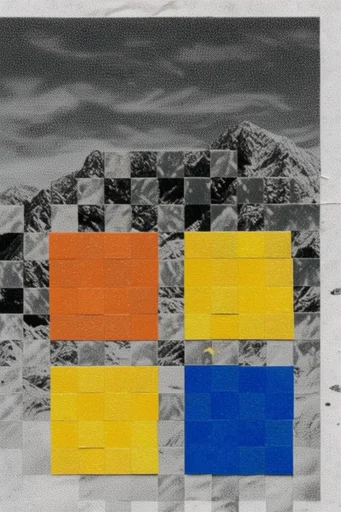 Distressed Digital Brutalism style reference image — halftone dot pattern