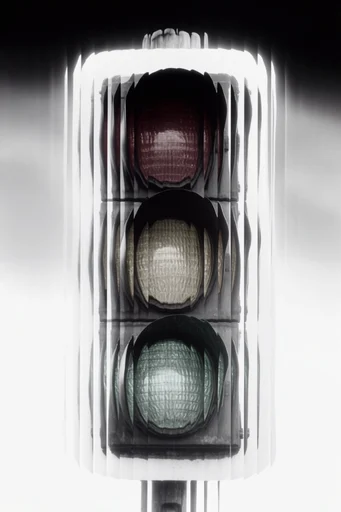 Monochrome Glitch Deconstruction style reference image — high-contrast studio lighting