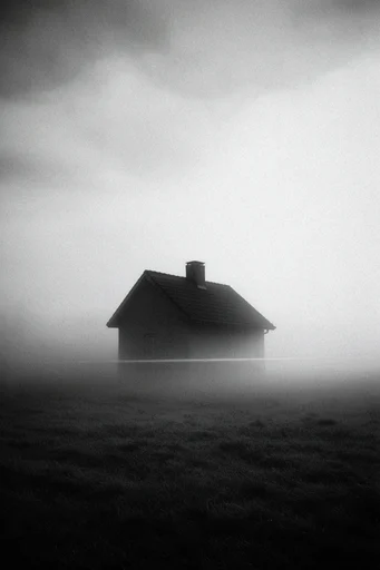 Monochrome Liminal Noir style reference image — stark minimalist silhouettes