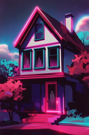 Neon Synthwave Graphic Noir style reference image — high-contrast cel-shading