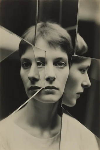 Deconstructed Monochrome Surrealism style reference image — radial slicing
