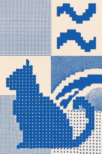 Cobalt Pixel Op-Art style reference image — scanline pattern
