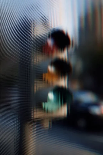 Fragmented Digital Noir style reference image — rainbow data corruption