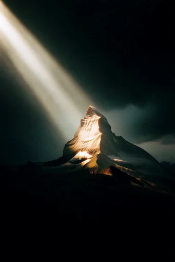 Volumetric Chiaroscuro Mysticism style reference image — volumetric light beams