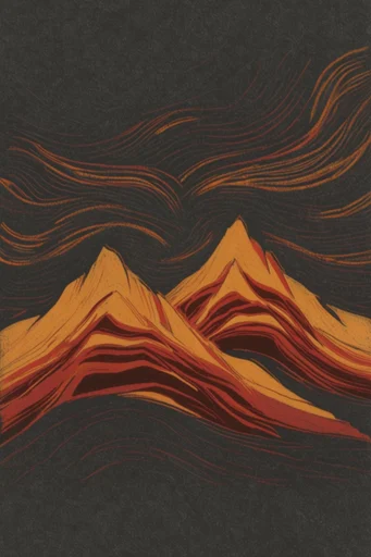 Amber Noir Linearism style reference image — glowing amber contour lines