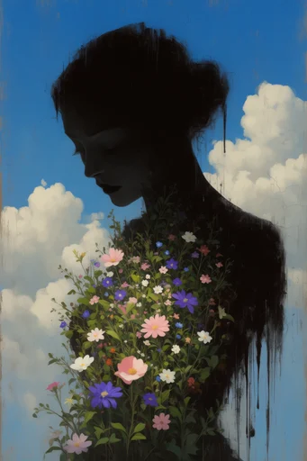 Metaphysical Celestial Surrealism style reference image — classical brushwork